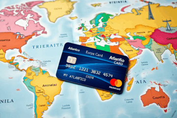 Imagem do Cartão Atlântico Europa mostrando sua praticidade para pagamentos internacionais.