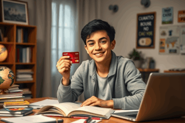 Estudante utilizando o Cartão Cofidis para gerenciar suas finanças
